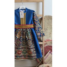 فستان شعبي أزرق مع حزام 240484