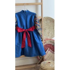 فستان شعبي أزرق مع حزام 240484