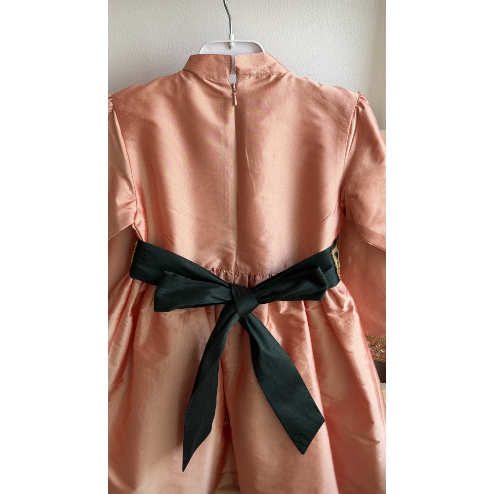 فستان شعبي خوخي مع حزام 240645