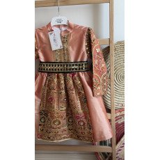 فستان شعبي خوخي مع حزام 240644