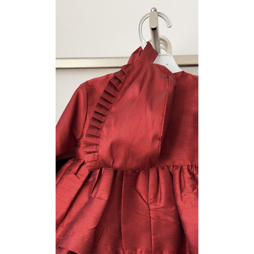 فستان شعبي عنابي مع قبعة 240643