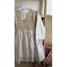 فستان لنن تراثي بتطريز ذهبي - 240669 فستان لنن تراثي بتطريز ذهبي - 240669