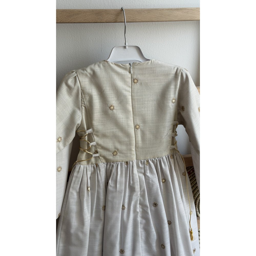 فستان لنن تراثي بتطريز ذهبي - 240669 فستان لنن تراثي بتطريز ذهبي - 240669