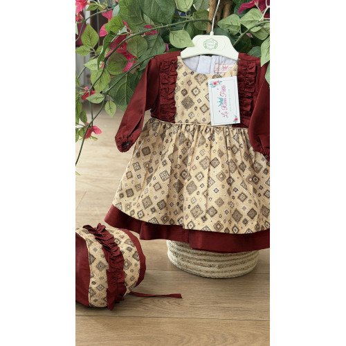 فستان شعبي بنقوشات تراثية مع قبعة 240513