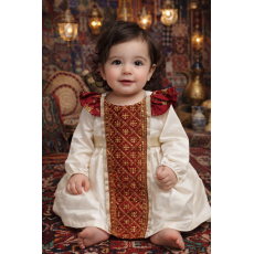 فستان شعبي - سكري وأحمر - بتطريزات ذهبية 240515 فستان شعبي - سكري وأحمر - بتطريزات ذهبية 240515