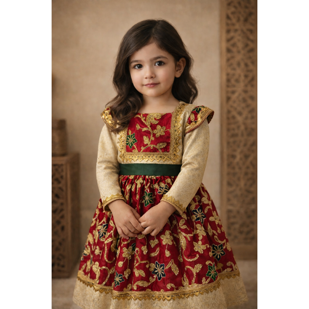 فستان شعبي فاخر بتفاصيل ذهبية 240517 فستان شعبي فاخر بتفاصيل ذهبية 240517