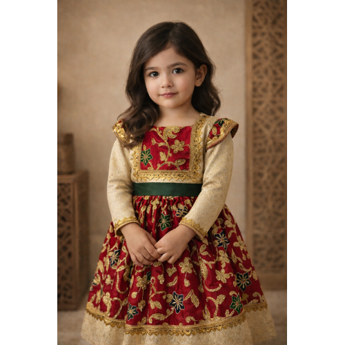 فستان شعبي فاخر بتفاصيل ذهبية 240517