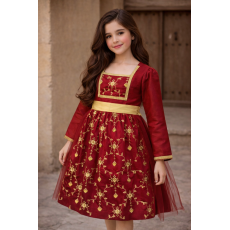  فستان احمر ملكي  مطرز 240436