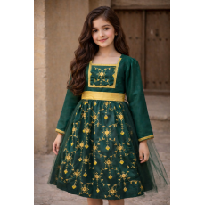  فستان اخضر ملكي  مطرز 240435