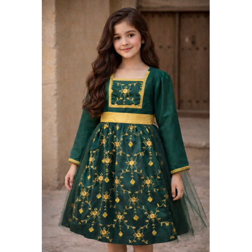 فستان اخضر ملكي مطرز 240435 فستان اخضر ملكي مطرز 240435