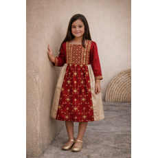 فستان شعبي ملكي أحمر وذهبي 240460