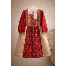 فستان شعبي ملكي أحمر وذهبي 240460