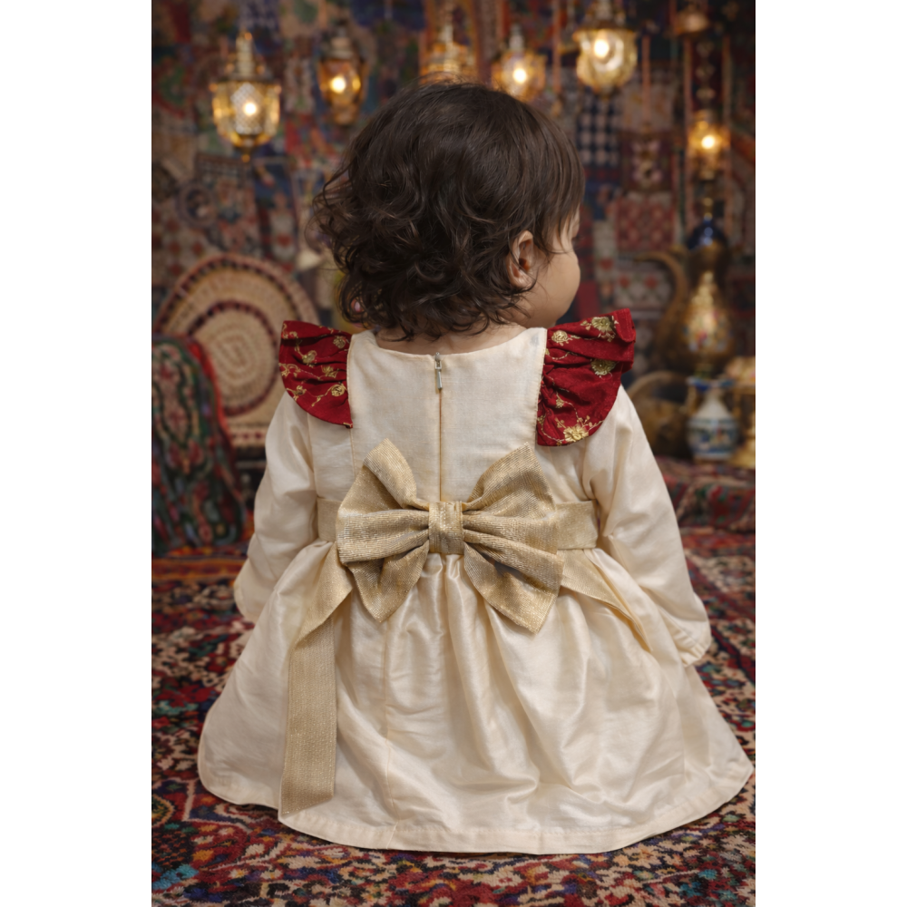 فستان شعبي - سكري وأحمر - بتطريزات ذهبية 240515 فستان شعبي - سكري وأحمر - بتطريزات ذهبية 240515