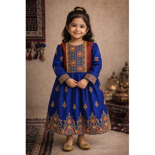 فستان شعبي فاخر بتفاصيل ذهبية 240523