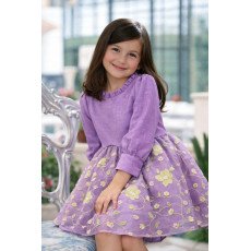 فستان بناتي بأكمام من الينن مع أوجنزا مطرزة 240492