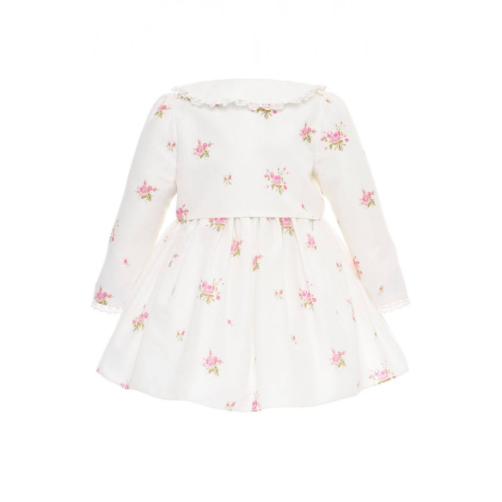 طقم فستان وجاكيت مطبوع عليه زهور باللون البيج الفاتح للبنات الصغيرات، 36353 طقم فستان وجاكيت مطبوع عليه زهور باللون البيج الفاتح للبنات الصغيرات، 36353