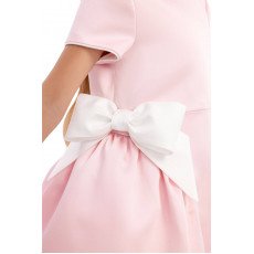 فستان بناتي "باودر" (وردي) بياقة كريستالية وفيونكات ساتان مع اكسسوار شعر  36283 