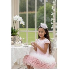 فستان بناتي "باودر" (وردي) بحافة تنورة من التول "كاندي" (ملونة) مع اكسسوار شعر 36012 فستان بناتي "باودر" (وردي) بحافة تنورة من التول "كاندي" (ملونة) مع اكسسوار شعر 36012