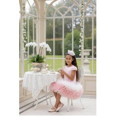 فستان بناتي "باودر" (وردي) بحافة تنورة من التول "كاندي" (ملونة) مع اكسسوار شعر 36012 فستان بناتي "باودر" (وردي) بحافة تنورة من التول "كاندي" (ملونة) مع اكسسوار شعر 36012