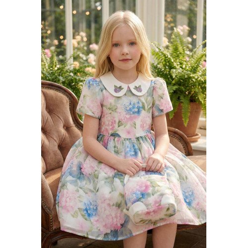 فستان بناتي "باودر" (وردي) بياقة مطرزة وحقيبة مطابقة 36165 فستان بناتي "باودر" (وردي) بياقة مطرزة وحقيبة مطابقة 36165