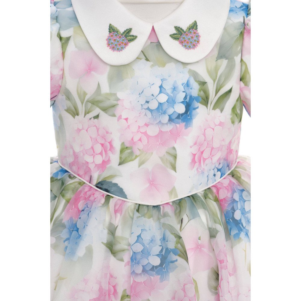 فستان بناتي "باودر" (وردي) بياقة مطرزة وحقيبة مطابقة 36165