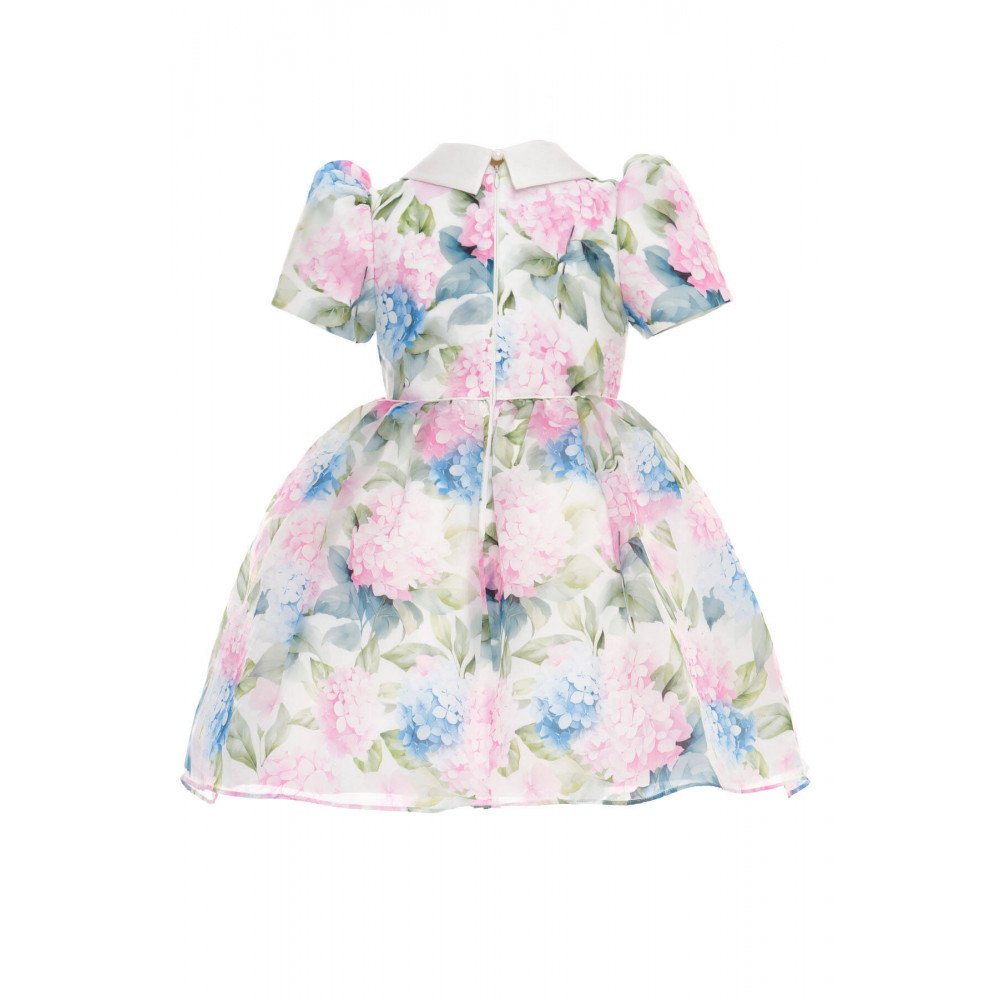 فستان بناتي "باودر" (وردي) بياقة مطرزة وحقيبة مطابقة 36165