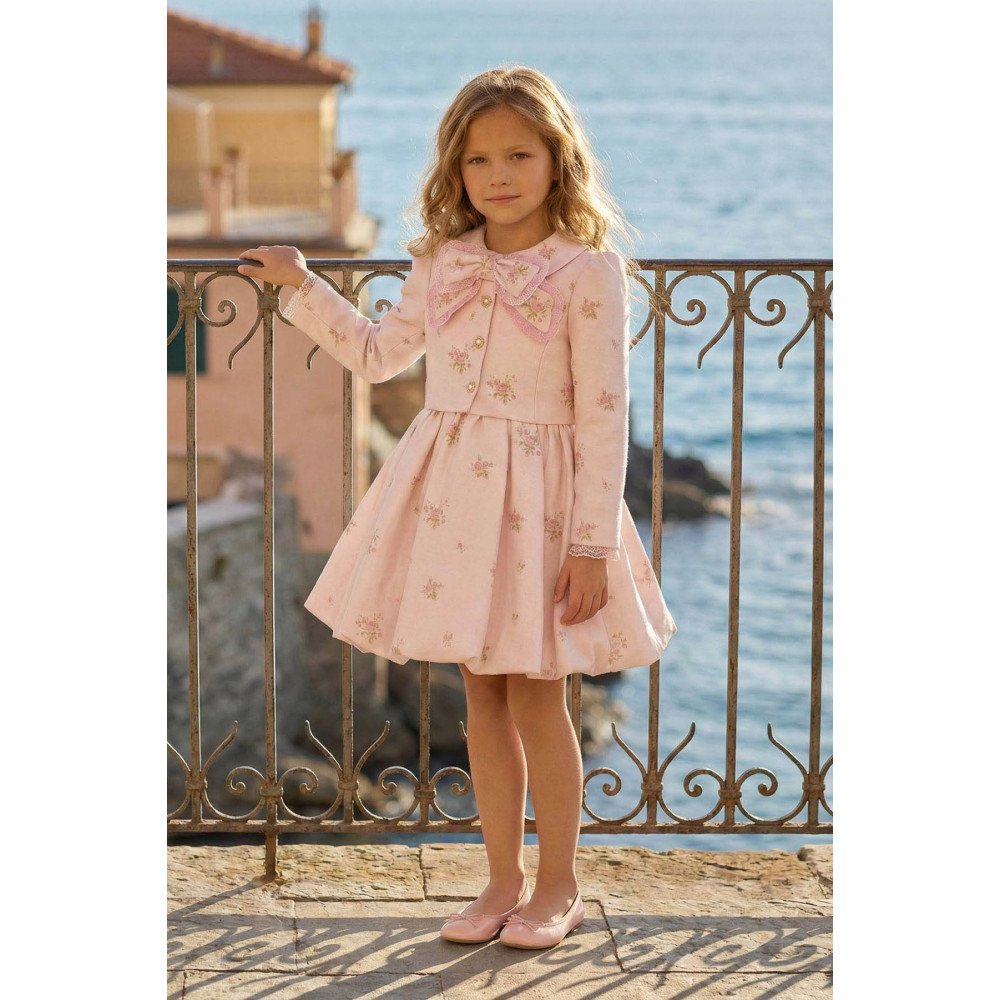 فستان بناتي "باودر" (وردي) بطبعة زهور مع طقم جاكيت36308 فستان بناتي "باودر" (وردي) بطبعة زهور مع طقم جاكيت36308