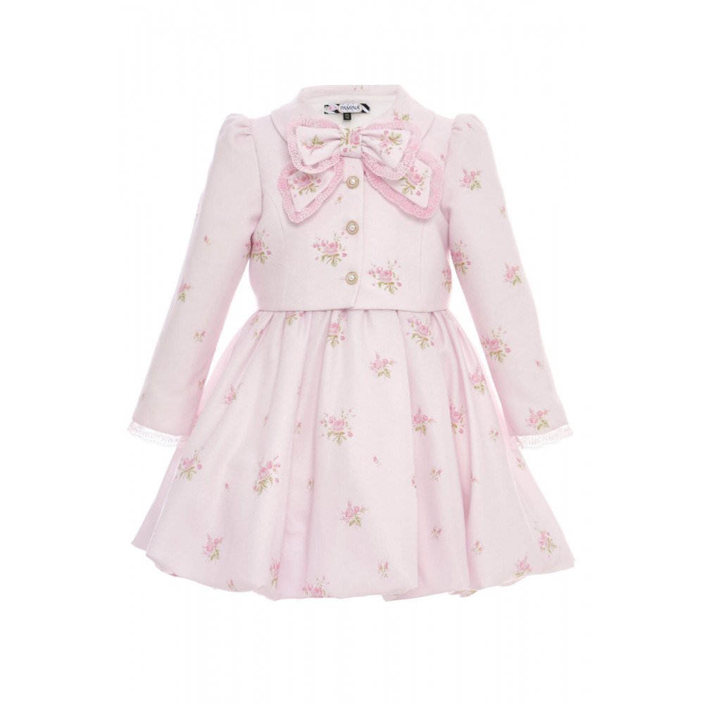 فستان بناتي "باودر" (وردي) بطبعة زهور مع طقم جاكيت36308 فستان بناتي "باودر" (وردي) بطبعة زهور مع طقم جاكيت36308