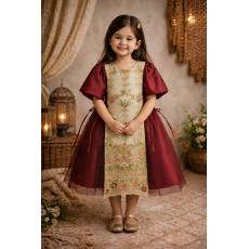 فستان شعبي فاخر بتفاصيل ذهبية 240677