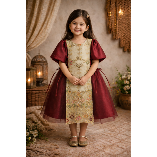 فستان شعبي فاخر بتفاصيل ذهبية 240677