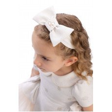 فستان بيج بفيونكات تول جانبية مع اكسسوار شعر 36168