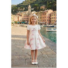 فستان سكري مطبوع عليه فيونكات مع طوق شعر 36192