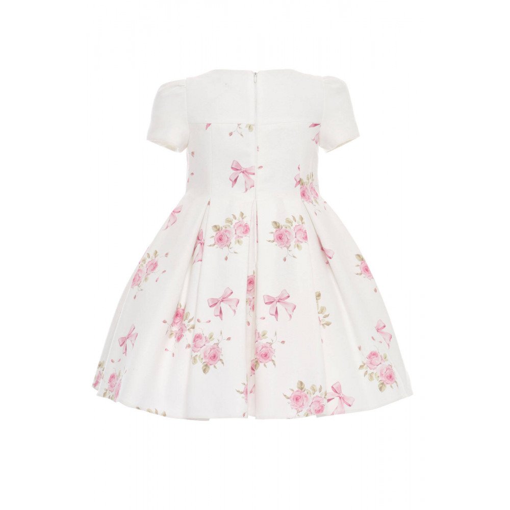 فستان سكري مطبوع عليه فيونكات مع طوق شعر 36192