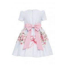 فستان أزرق مزهر للبنات مع  طوق شعر 36223