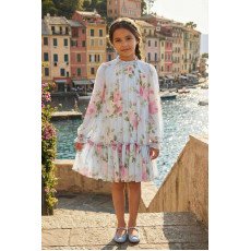 فستان شيفون أزرق بأكمام طويلة للبنات السن المحير 36233