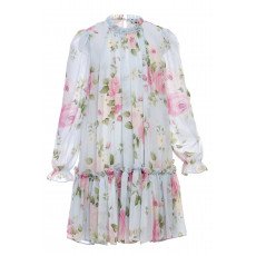 فستان شيفون أزرق بأكمام طويلة للبنات السن المحير 36233