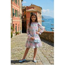  فستان شيفون أزرق للبنات مع حقيبة متناسقة36220