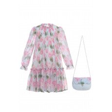  فستان شيفون أزرق للبنات مع حقيبة متناسقة36220