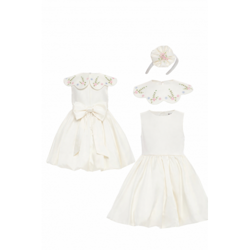 فستان أميره الربيع بياقة مطرزة ناعمة وطوق شعر 36281