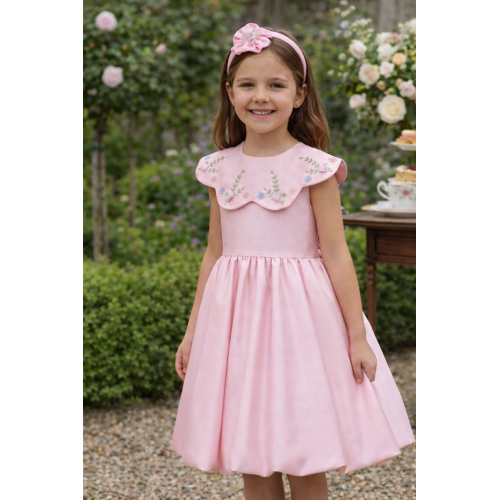 فستان أميره الربيع بياقة مطرزة ناعمة وطوق شعر 36281