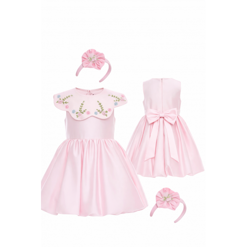 فستان أميره الربيع بياقة مطرزة ناعمة وطوق شعر 36281