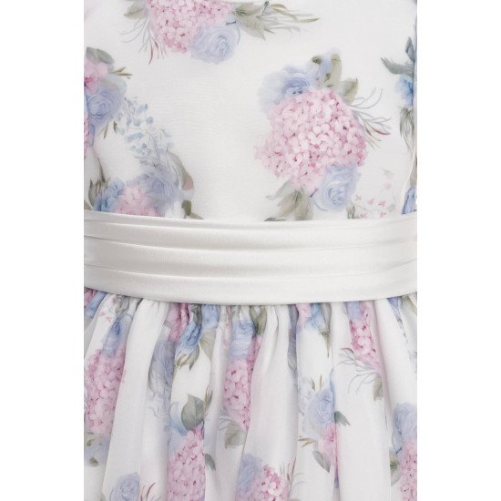 فستان ماكسي من الأورجانزا مزين بالزهور مع إكسسوار للشعر 36368