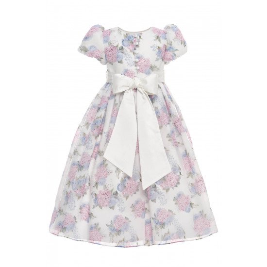 فستان ماكسي من الأورجانزا مزين بالزهور مع إكسسوار للشعر 36368