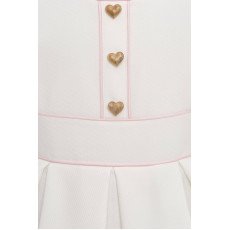 فستان بناتي بيج مطرز بالزهور مع أزرار على شكل قلوب وحقيبة متناسقة 36182