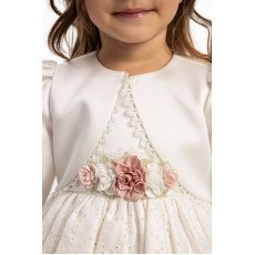  فستان أطفال بلون اوف وايت مع جاكيت قصير  وإكسسوار للشعر 35371