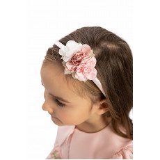  فستان أطفال بلون بودري مع جاكيت قصير  وإكسسوار للشعر 35371