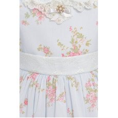 فستان أزرق بنقشة زهور تصميم كلاسيكي مع طوق للشعر 36374