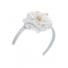 فستان أزرق بنقشة زهور تصميم كلاسيكي مع طوق للشعر 36374