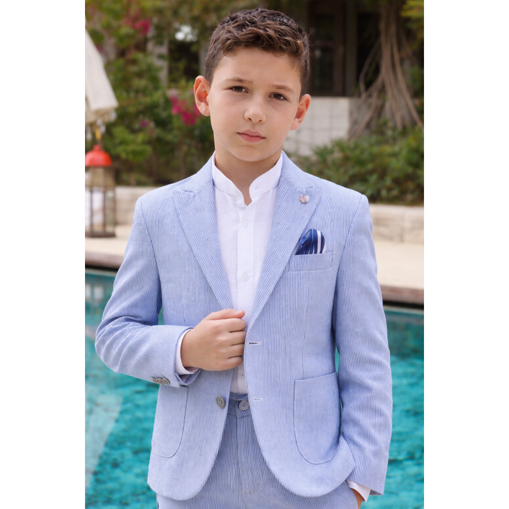  بدلة أولاد رسمية بلون أزرق مخطط – أناقة المناسبات الخاصة20217
