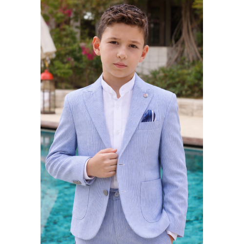  بدلة أولاد رسمية بلون أزرق مخطط – أناقة المناسبات الخاصة20217